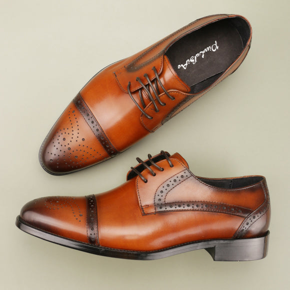 Zapatos de Cuero Brogue Grabados para Hombre - Elegancia Empresarial
