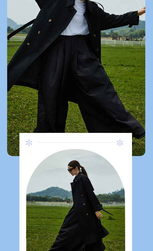 Abrigo Trench Largo para Mujer con Cuello Alzado y Doble Botonadura Ajustable - Image 13
