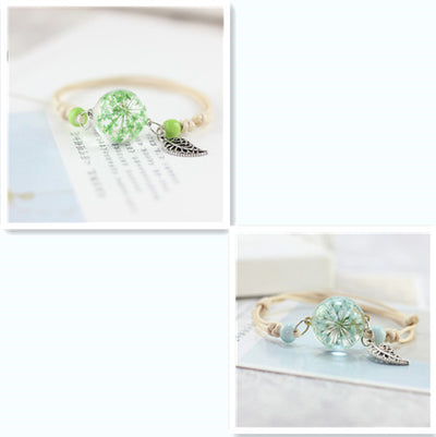 Pulsera Esfera de Cristal con Flores Secas - Diente de León y Estrellas - Image 19