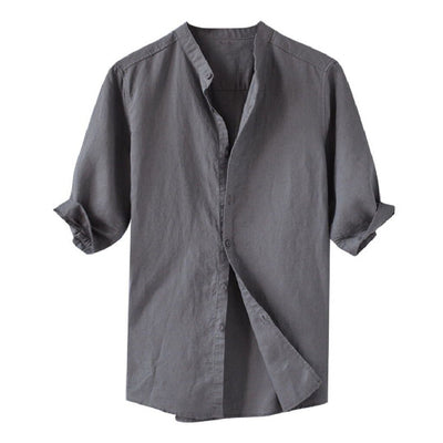 Camisa de Algodón y Lino Transpirable con Botones - Image 10