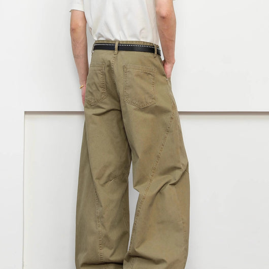 Pantalones Khaki Premium Deconstrucción Retro Pierna Ancha para Hombre - Image 4