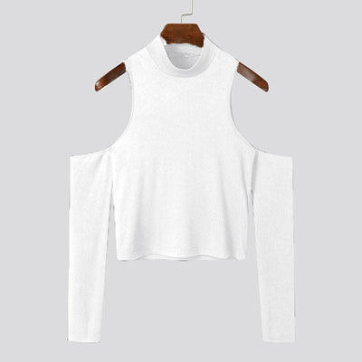 Playera Casual de Manga Larga con Diseño Hombro Descubierto y Detalles Calados - Image 29