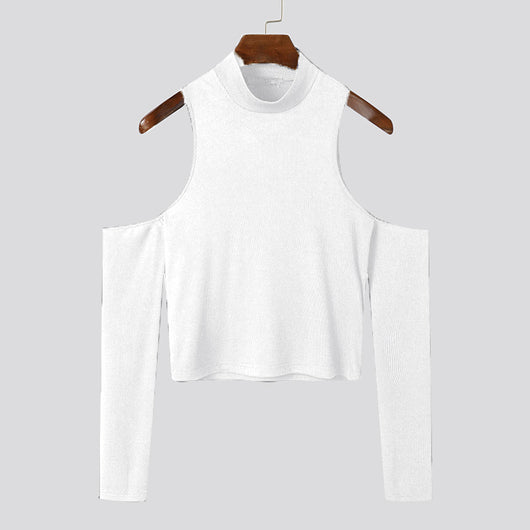 Playera Casual de Manga Larga con Diseño Hombro Descubierto y Detalles Calados - Image 29