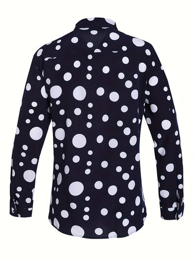 Camisa Casual de Manga Larga con Estampado de Lunares para Adolescentes y Hombres - Image 3