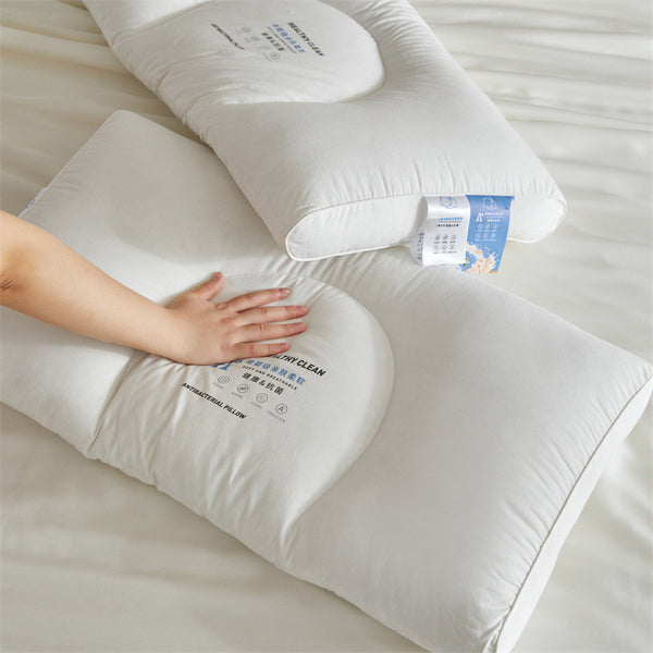 Almohada Alta de Algodón Lavable con Protección Antibacteriana