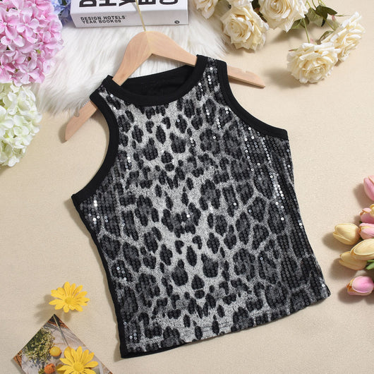 Chaleco Cropped sin Mangas con Lentejuelas y Estampado Leopardo - Image 12