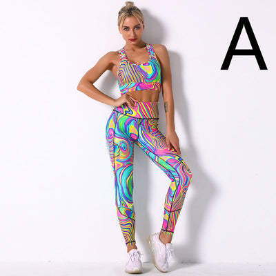 Conjunto Deportivo Sujetador Yoga Antiimpacto con Estampado Digital - Image 4