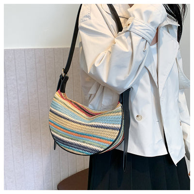 Bolsa Tote de Rafia Arcoíris para Mujer - Bolso Casual de Hombro - Image 25