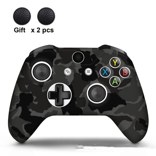 White silicone sleeve for game controller with colorful graffiti pattern, includes two rainbow thumbstick caps. - Image 2
