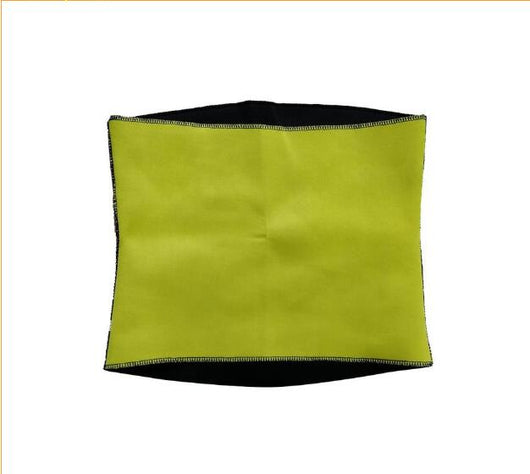 Black and yellow neoprene waist trainer shown on a person's midsection and as a flat garment. - Image 5