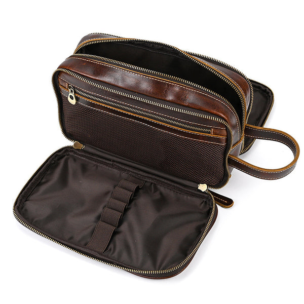 Bolsa de Viaje para Cosméticos de Cuero con Gran Capacidad