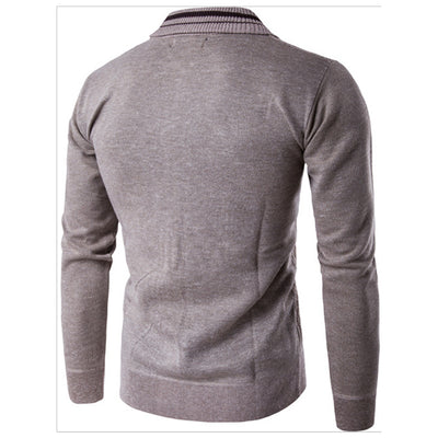 Cardigan Grueso Europeo para Hombre con Cierre de Cremallera y Cuello Solapa - Image 11