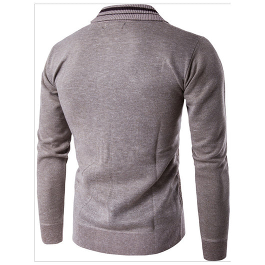 Cardigan Grueso Europeo para Hombre con Cierre de Cremallera y Cuello Solapa - Image 11