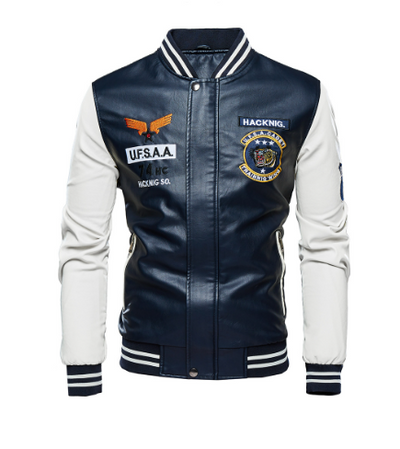 Chaqueta de Cuero Cropped con Forro Polar para Hombre - Estilo Béisbol - Image 17