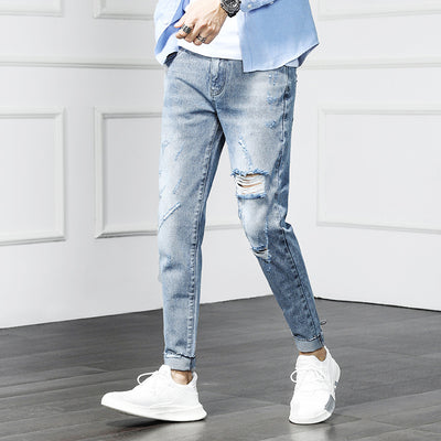 Pantalones vaqueros rotos cropped estilo desgarrado - Image 8
