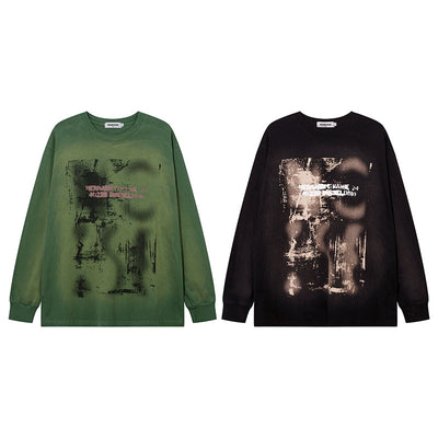 Camiseta Vintage Tie-Dye Desgastada de Manga Larga - Image 8