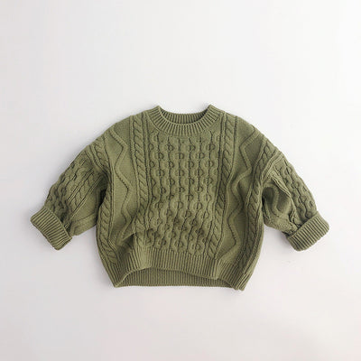 Suéter Infantil Retro con Patrón de Trenza Tejido - Image 9
