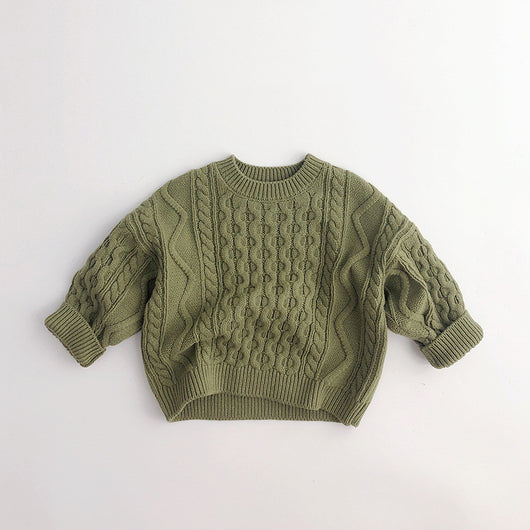 Suéter Infantil Retro con Patrón de Trenza Tejido - Image 9