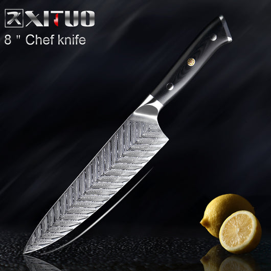Juego de Cuchillos Damasco para Filetear con Patrón de Espina de Pescado - Image 15