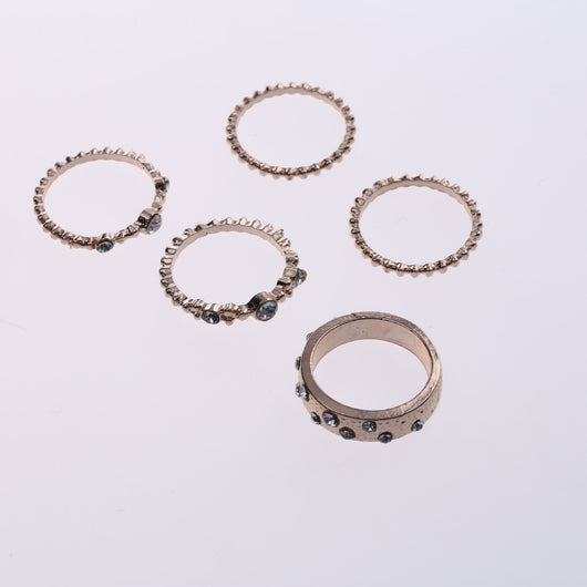 Set de 5 Anillos Apilables Estilo Bohemio en Tono Oro Rosa - Image 20