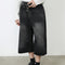 Calça Capri Jeans Ampla Cinza Estilo Americano