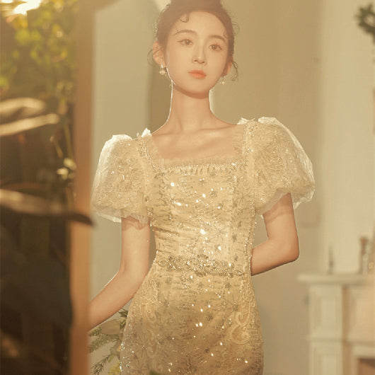 Vestido Sirena de Gasa Elegante para Mujer