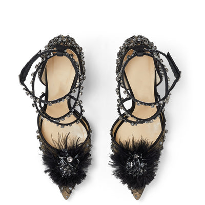 Zapatos de Tacón Nude con Encaje y Cristales Florales - Image 3