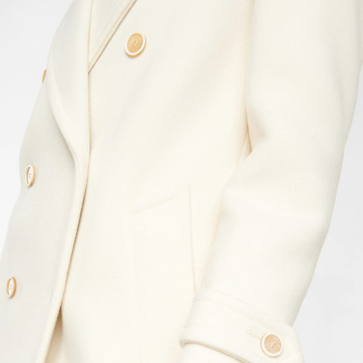 Abrigo Elegante Doble Botonadura Blanco Largo para Mujer - Image 4