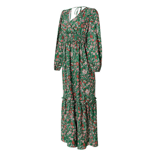 Vestido Largo Estampado con Cuello en V y Mangas Largas - Image 15