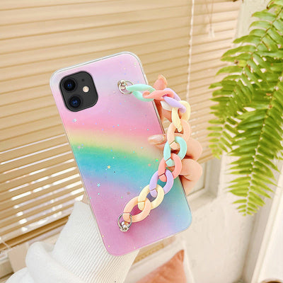 Funda Suave para Celular con Cadena de Muñequera Macaron Arcoíris - Image 4