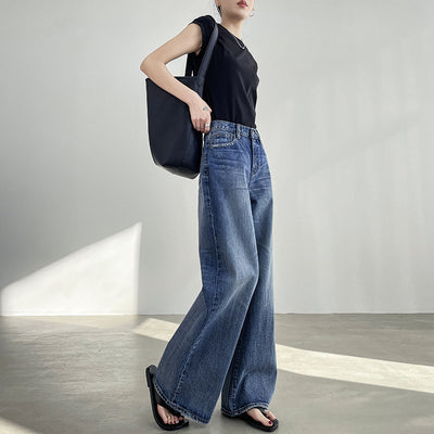Jeans Azul Claro Cintura Alta Pierna Ancha Mujer Corte Recto - Image 6