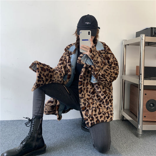 Abrigo de Piel de Conejo con Estampado Leopardo - Chaqueta Acolchada Trendy - Image 10