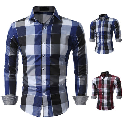 Camisa de Cuadros Clásica con Cuello Puntiagudo - Manga Larga Primavera Otoño - Image 7
