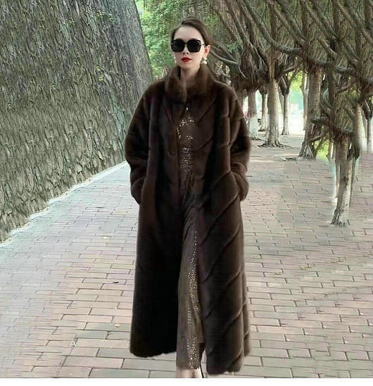 Abrigo de Piel Sintética para Mujer - Elegante Largo Medio Invierno - Image 23