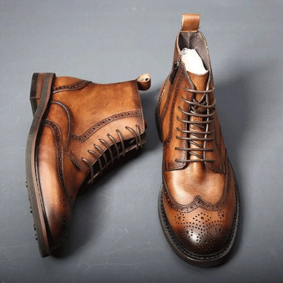 Botas de Cuero Casual para Hombre con Suela Gruesa y Estilo Moderno - Image 4