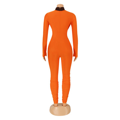 Jumpsuit Elegante de Manga Larga con Detalles Calados y Combinación de Colores - Image 11