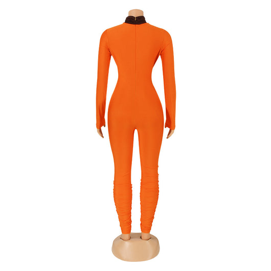 Jumpsuit Elegante de Manga Larga con Detalles Calados y Combinación de Colores - Image 11