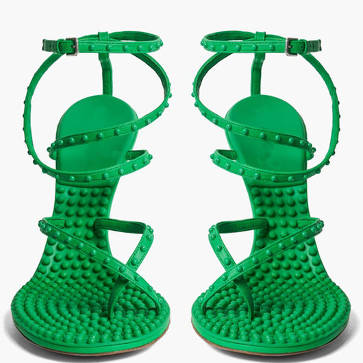 Sandalias Tacón Verde Estilo Flip Flop - Image 11