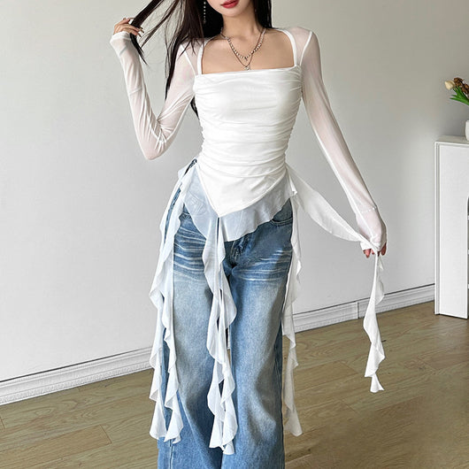 Playera Semitransparente Ajustada para Mujer - Diseño Moderno y Elegante
