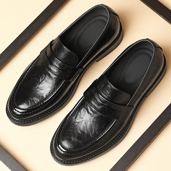 Zapatos de Cuero Slip-On Elevados para Negocios Casuales