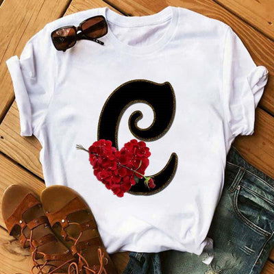 Playera Casual Estampado Alfabeto Inglés Rosa para Estudiantes - Image 37