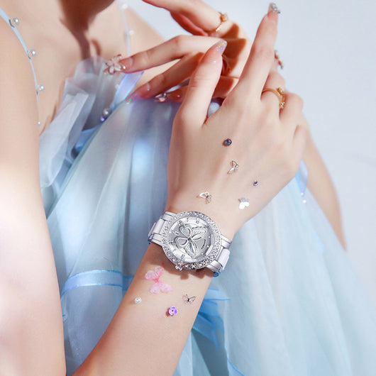 Reloj de Lujo para Mujer con Diamantes y Calendario - Acero Inoxidable - Image 15