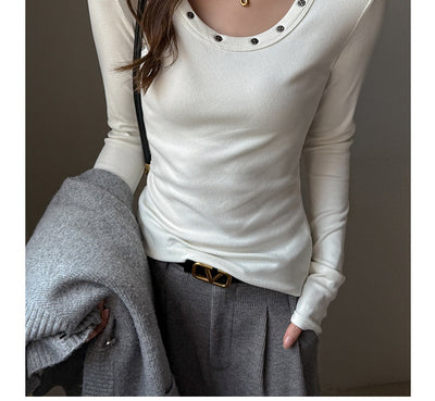 Remera Manga Larga Cuello Redondo con Tachas para Mujer - Image 15