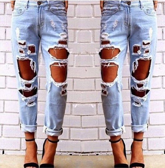Jeans Rectos con Roturas de Moda - Image 3