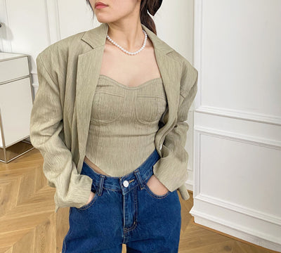 Conjunto de Dos Piezas: Top Tubo Texturizado con Blazer - Image 12