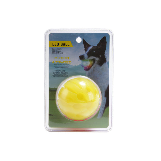 Orange LED pet ball in clear packaging, with a dog on the insert holding a glowing ball in its mouth. - Image 7