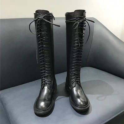 Botas de Cuero Altas hasta la Rodilla con Tacón