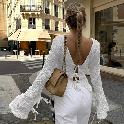 Cardigan Mujer con Encaje y Espalda Descubierta Manga Larga - Image 2