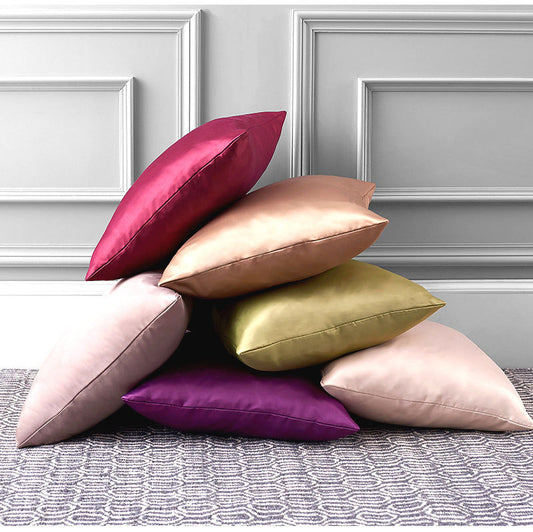 Funda de Almohada de Seda Artificial Color Liso con Cierre