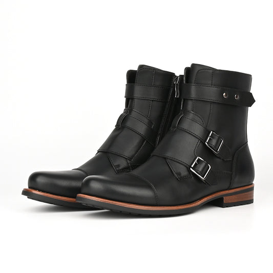 Botas Denim Minimalistas para Hombre con Cierre Lateral y Hebilla Metálica - Image 2